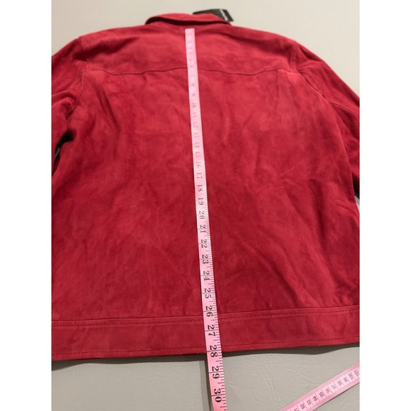 Paul Fredrick Suede Leather Jacket Mens L Red New Zip Front Harrington jacket - Picture 11 of 16